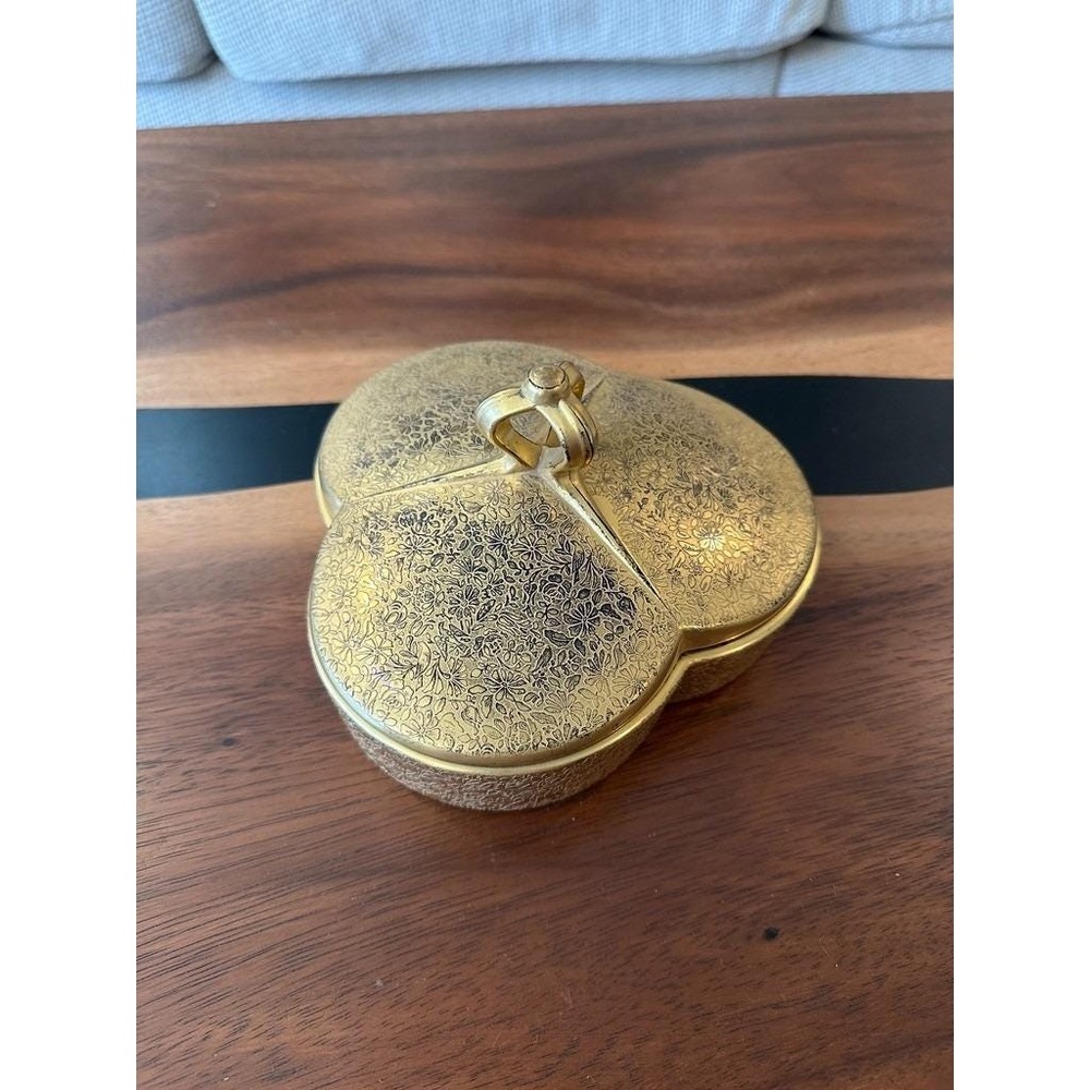 Vintage Duncan & Miller Cobalt Blue Gold Candy Dish | Doves Roses Covered Box